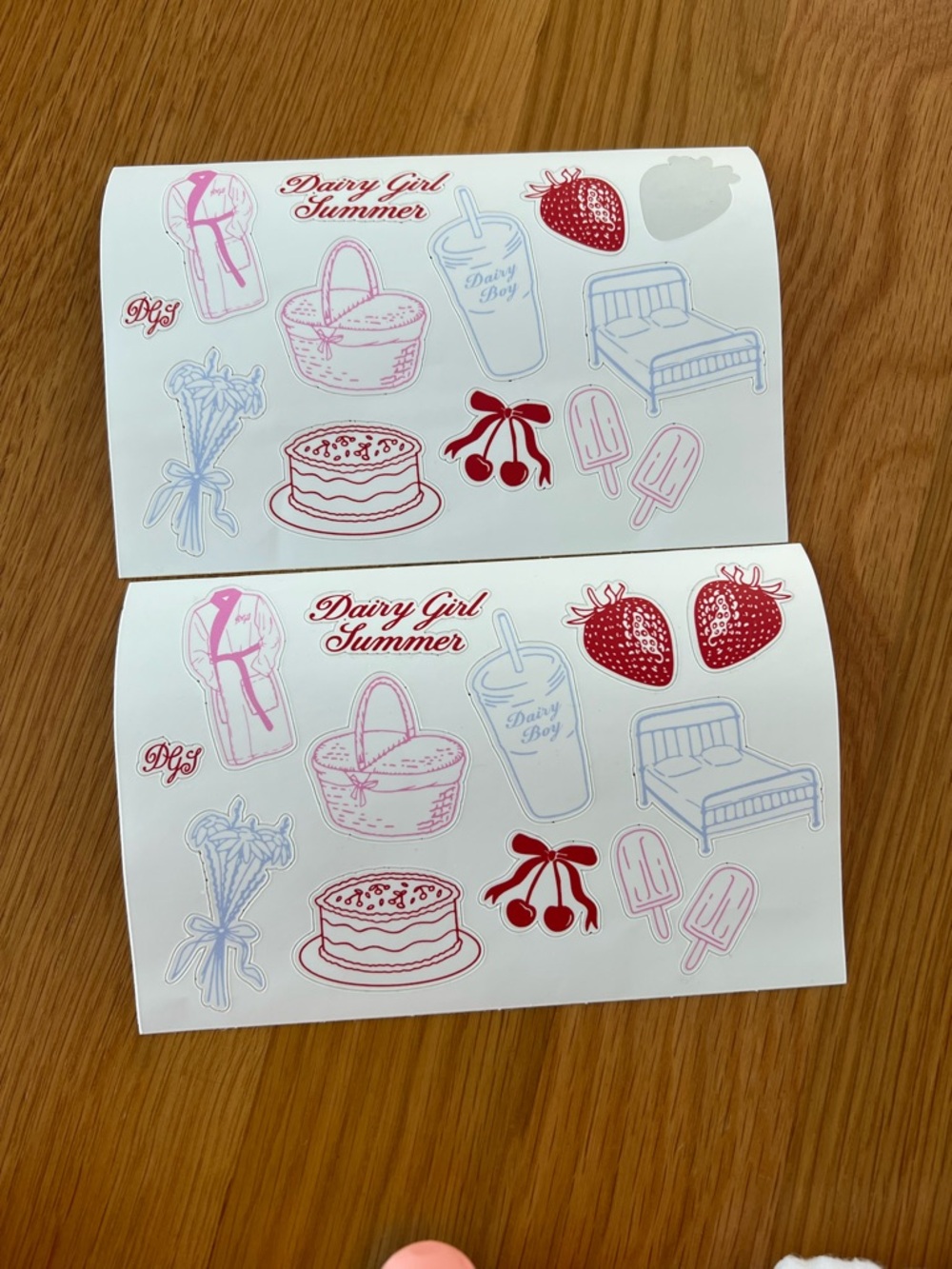 Dairy Girl Summer Pink & Red Sticker Sheets